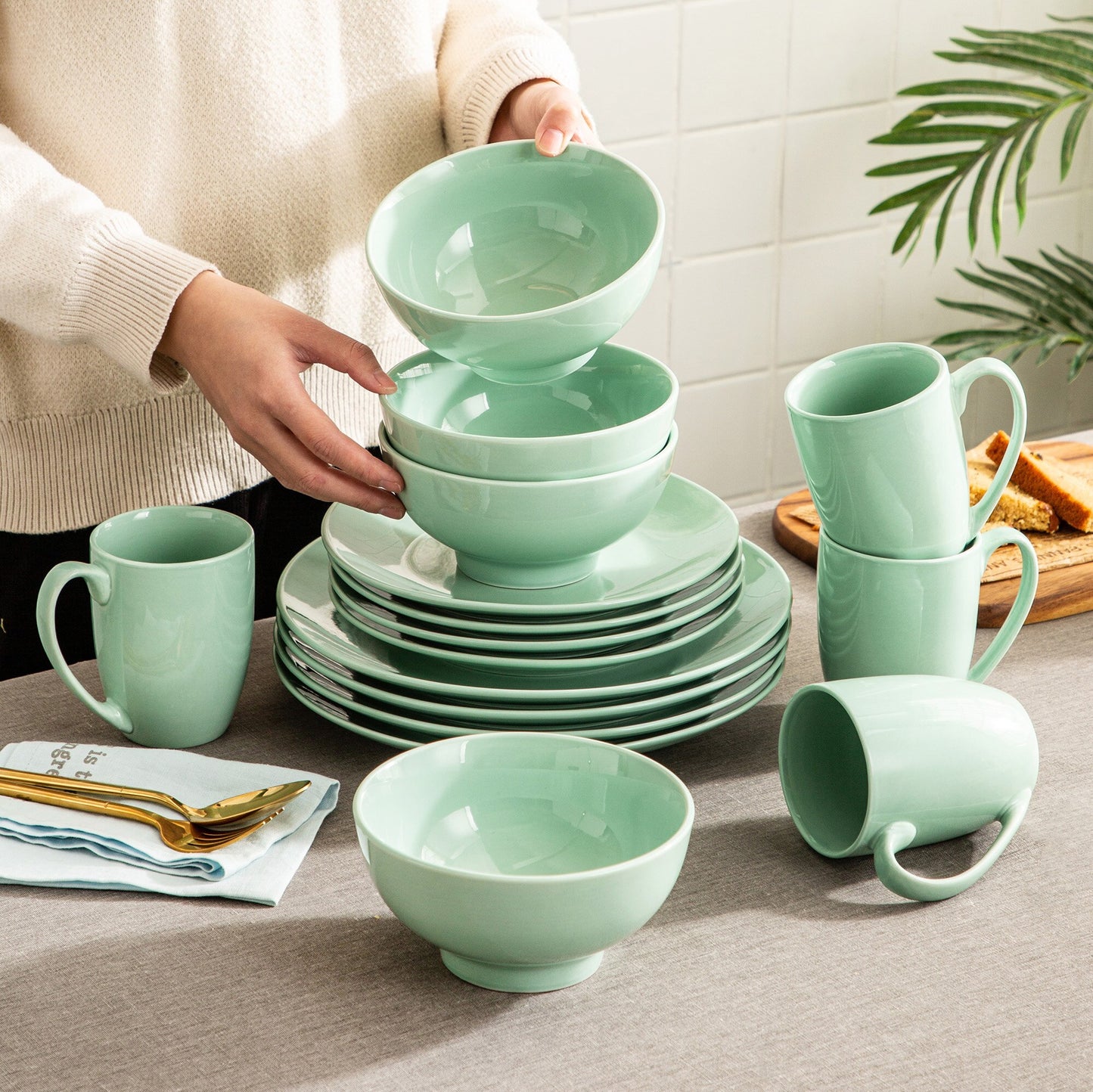 Sweet Geschirrset, mintgrün, Porzellan | SPACY HOME