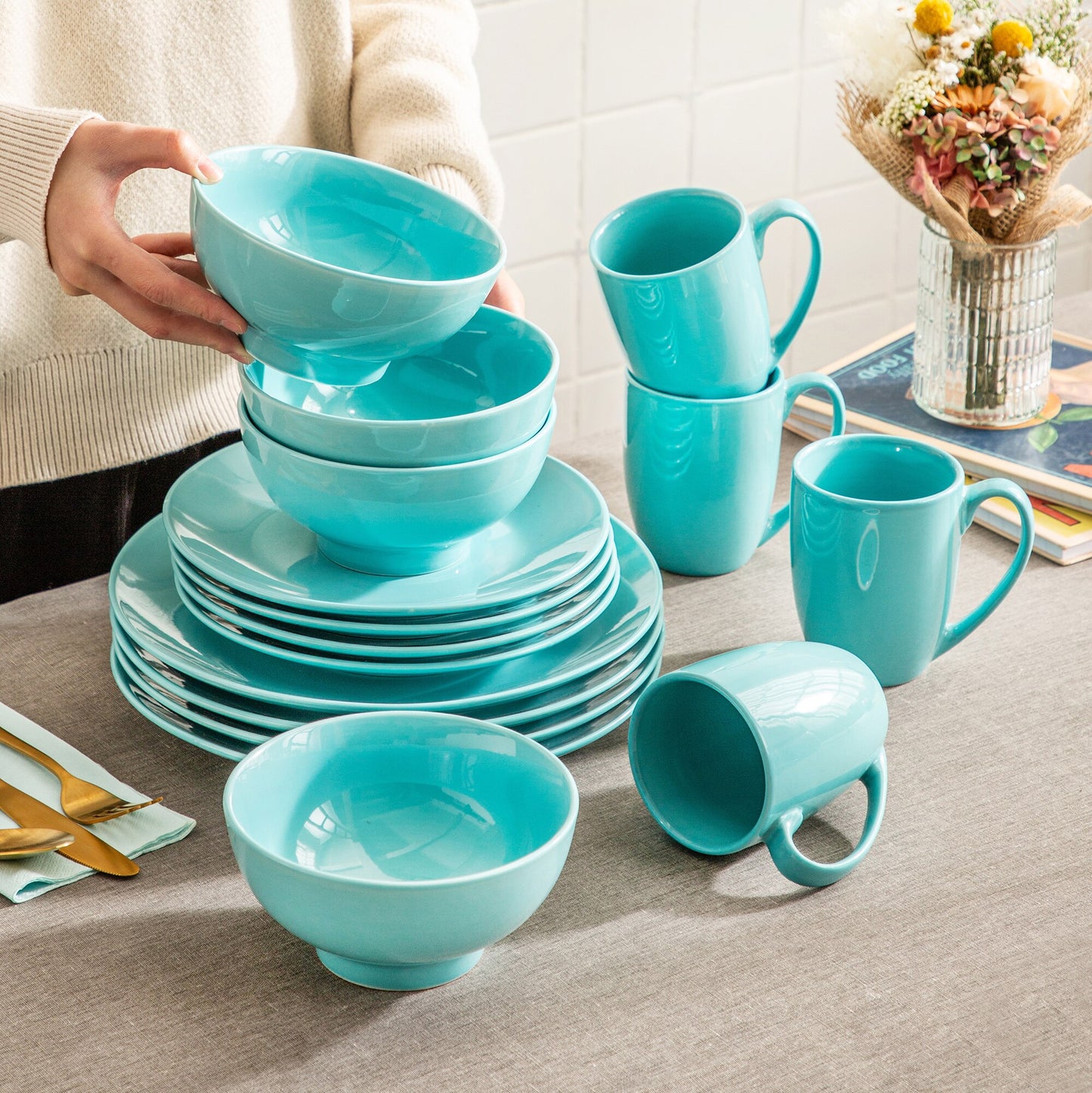 Sweet Geschirrset, hellblau, Porzellan | SPACY HOME