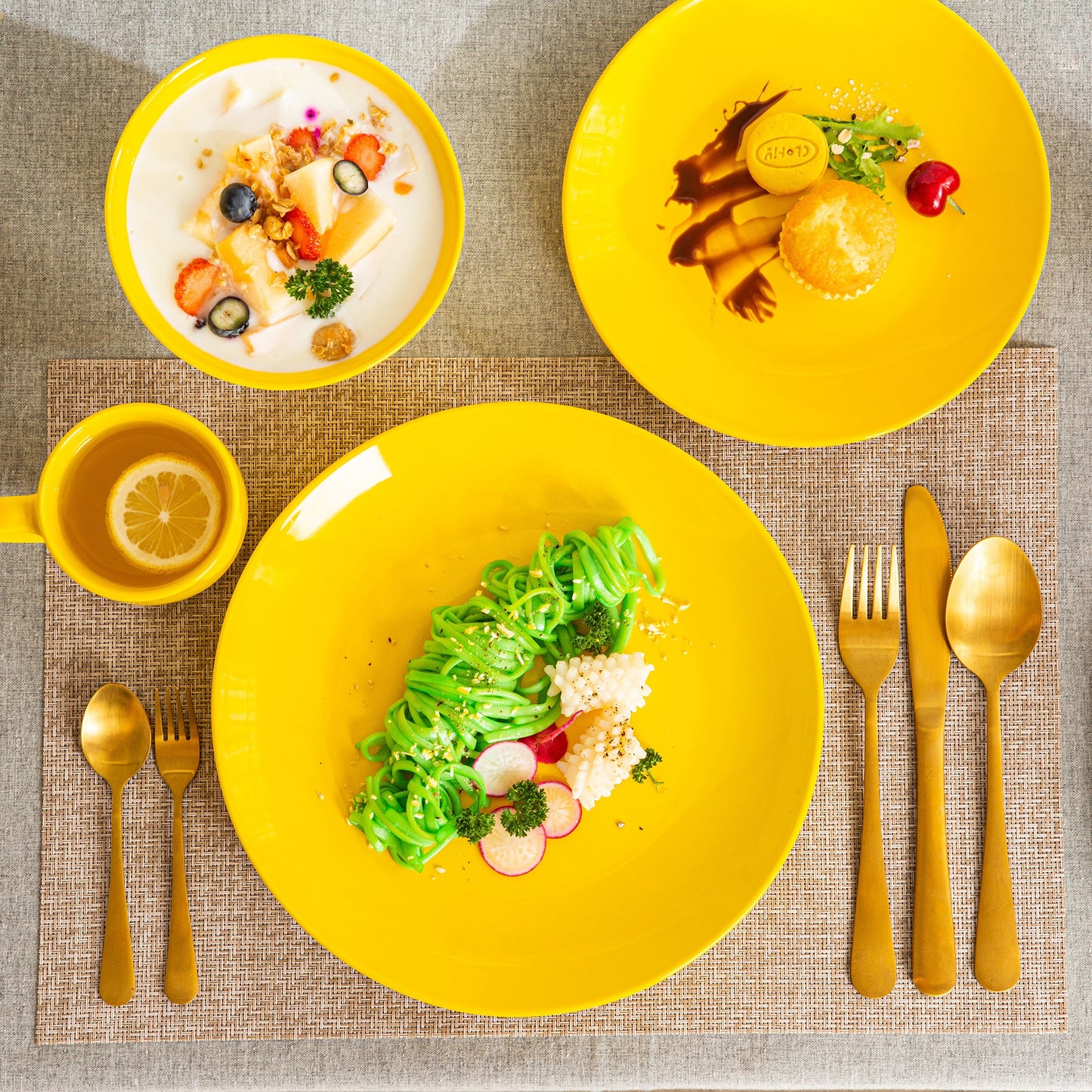 Sweet Geschirrset, gelb, Porzellan | SPACY HOME