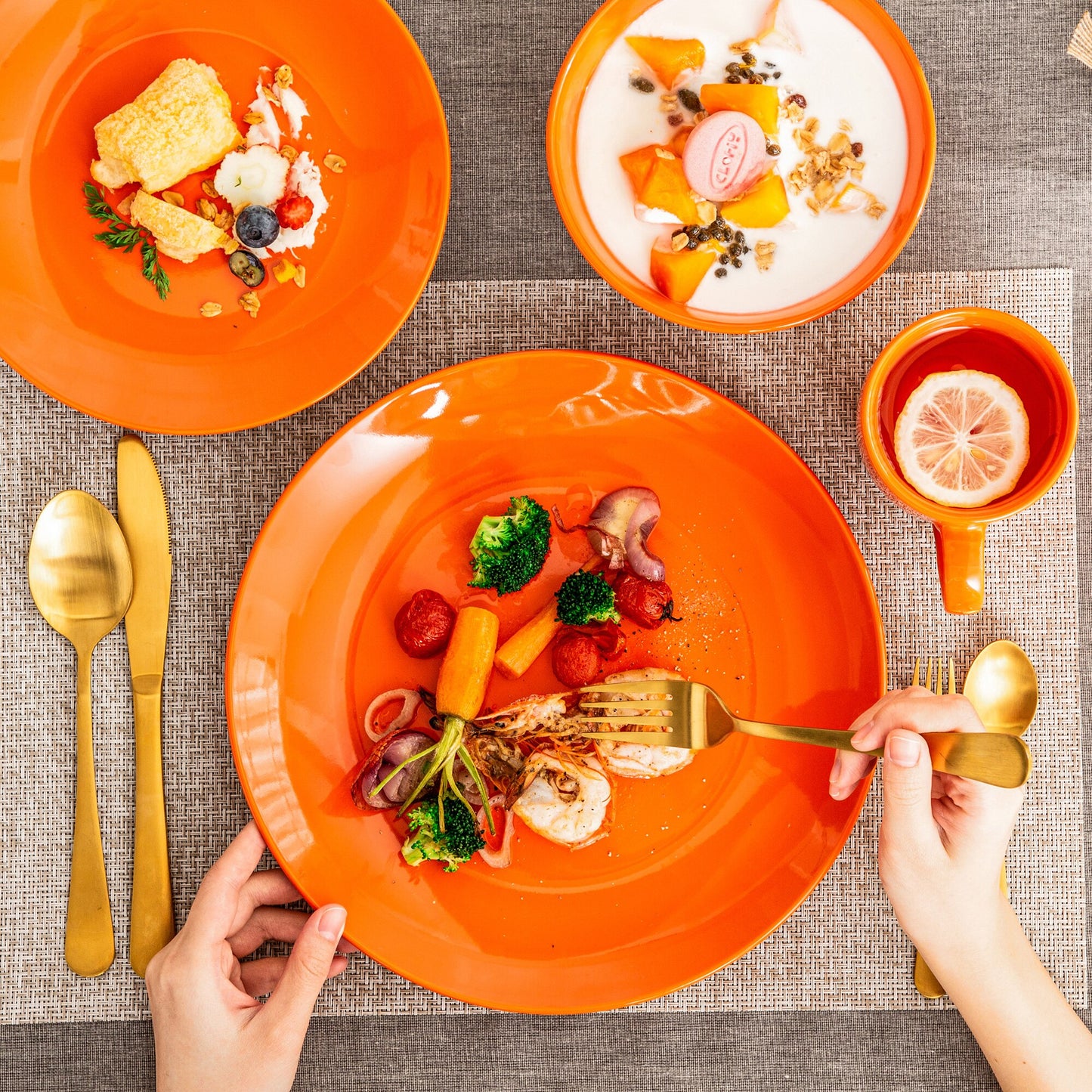 Sweet Geschirrset, orange, Porzellan | SPACY HOME