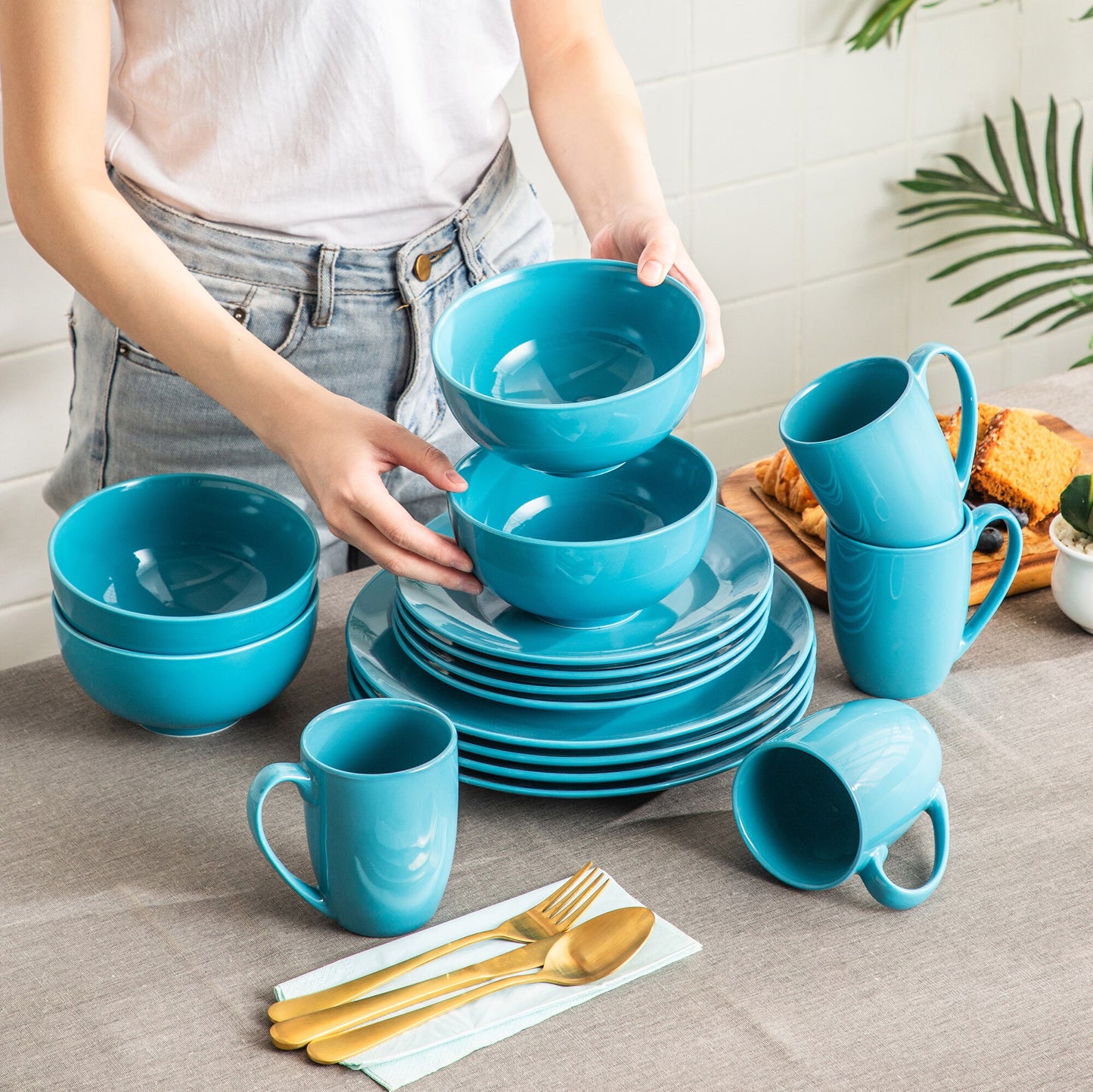 Sweet Geschirrset, blau, Porzellan | SPACY HOME