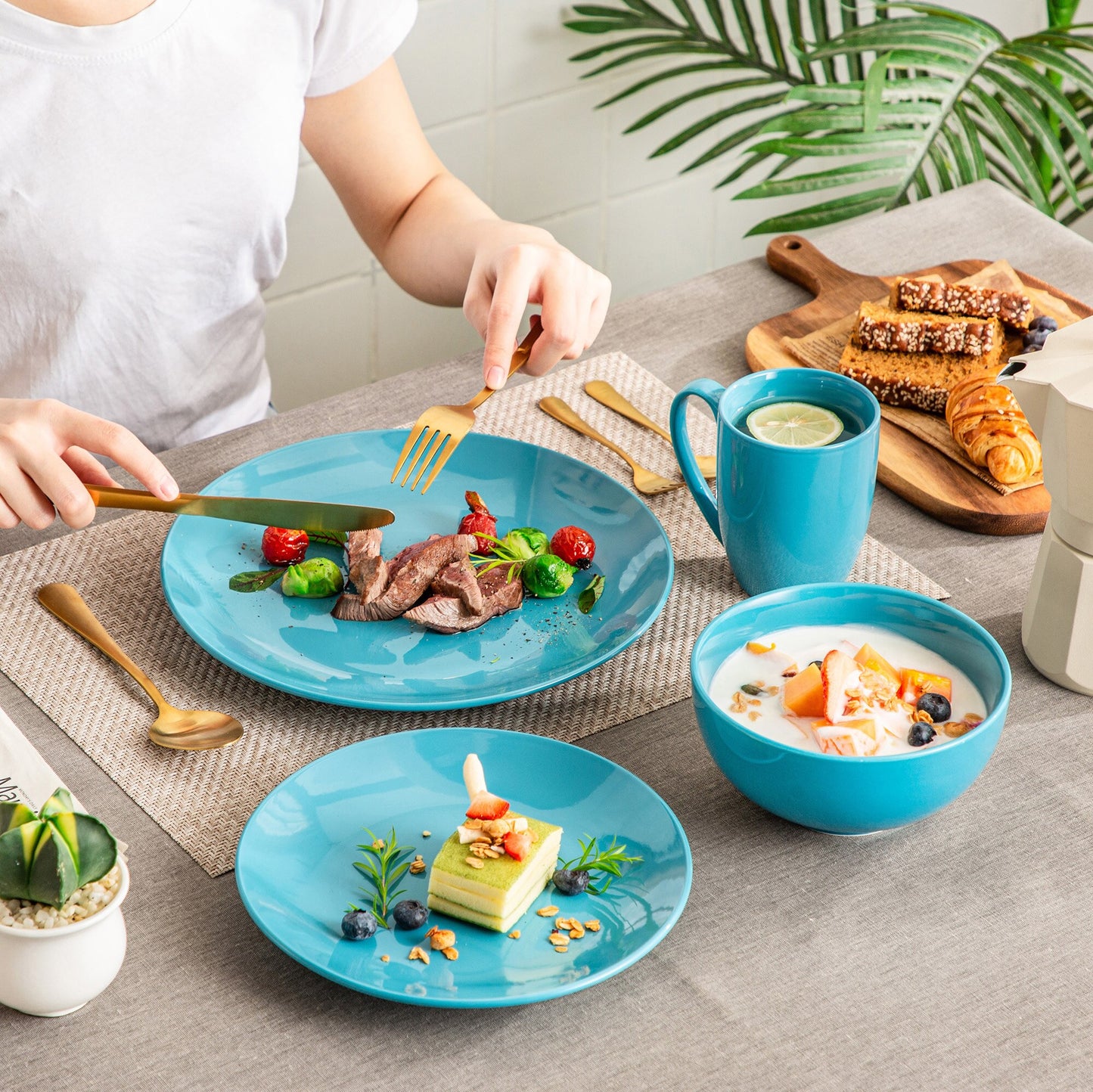 Sweet Geschirrset, blau, Porzellan | SPACY HOME