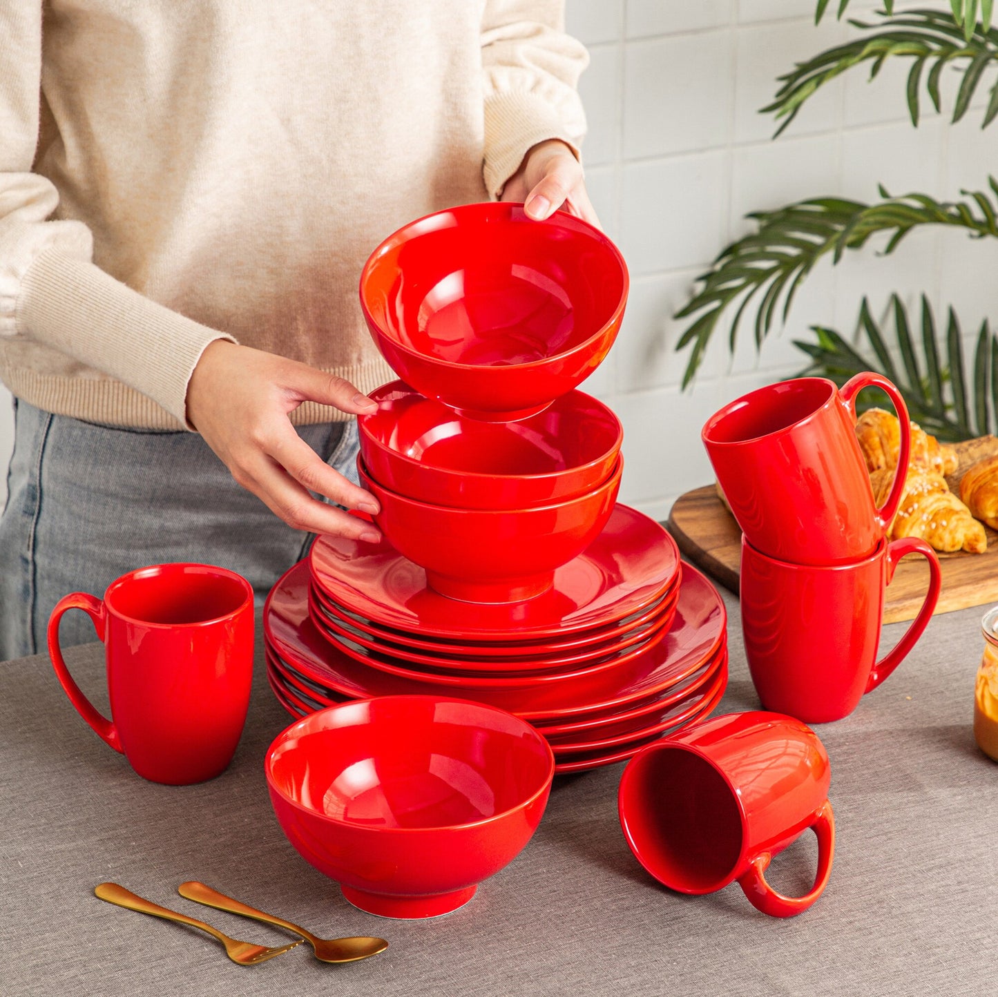 Sweet Geschirrset, rot, Porzellan | SPACY HOME
