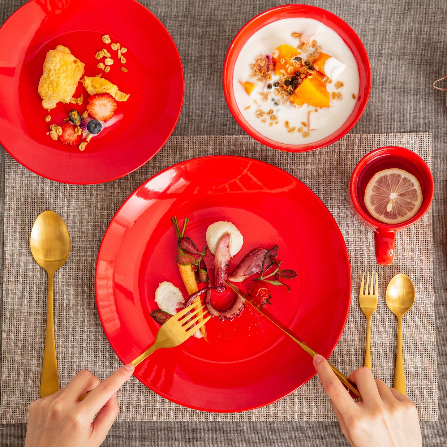 Sweet Geschirrset, rot, Porzellan | SPACY HOME