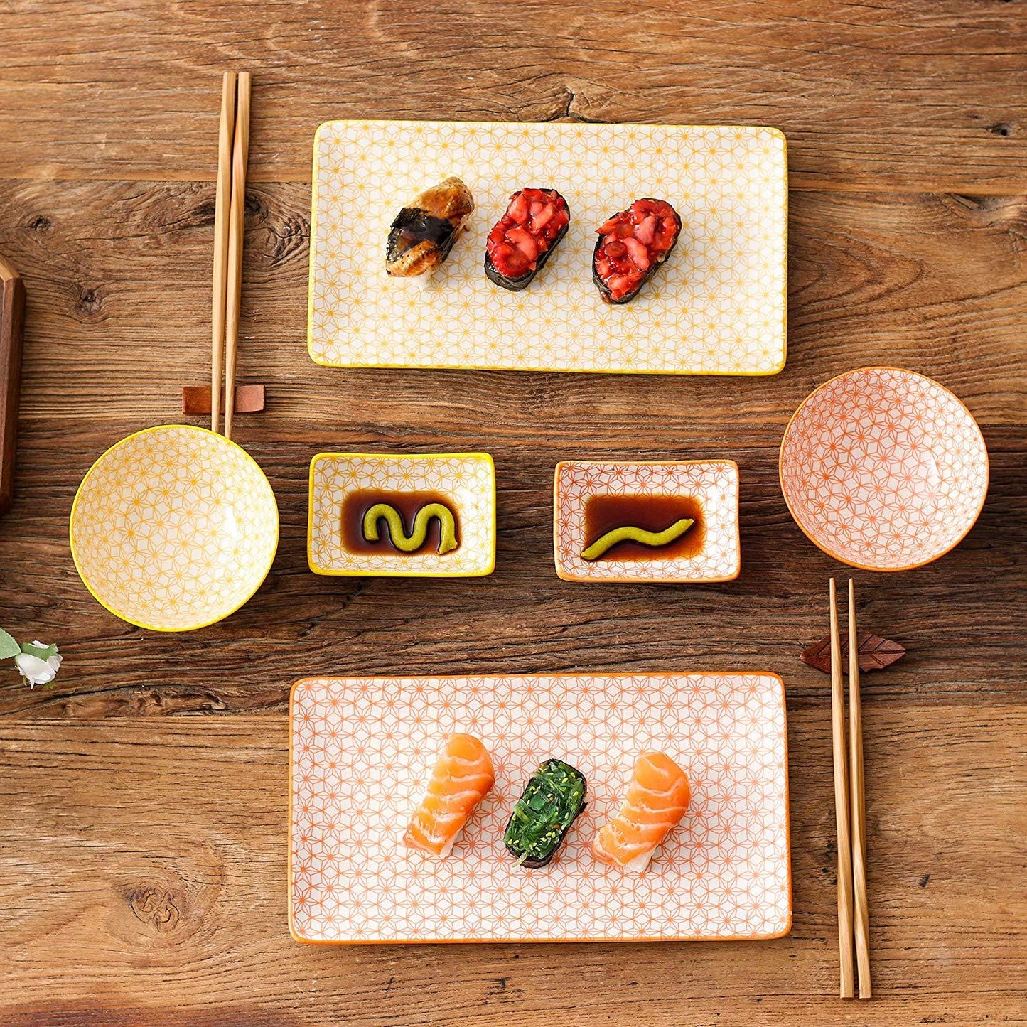 Natsuki Sushi, rot & gelb, Porzellan | SPACY HOME