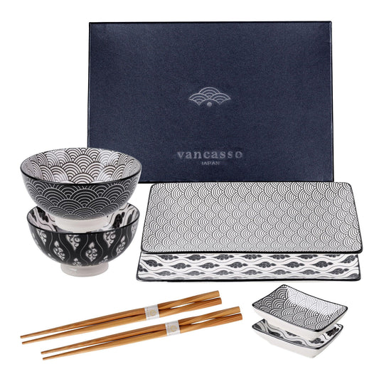 Haruka Sushi-Set, schwarz-weiß, Porzellan | SPACY HOME